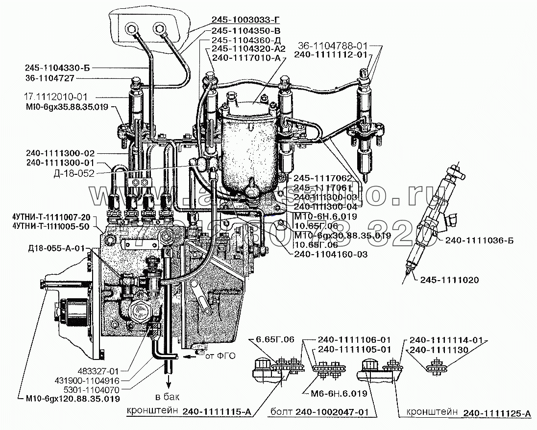 Установка топливоподающей аппаратуры на дизеле Д-245.12С
